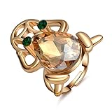 Daesar Anillo Chapado en Plata Anillo de Mujer Anillo Rana Animal Gota Anillo Circonita...