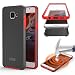 Produktbild Urcover® Samsung Galaxy J5 (2015) Handy-Hülle RUNDUM-SCHUTZ Ultra Slim 360 Grad [NEUE VERSION] Grau / Rot Full Body Touch Case Schale Handy-Tasche Crystal Clear Smartphone Zubehör Cover [ unbreakable Case bekannt aus Galileo ]