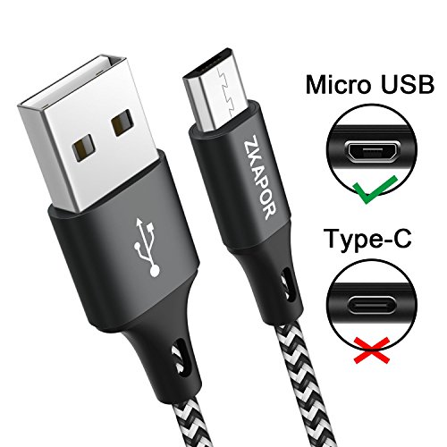 C  ble Micro USB en Nylon Tress    ZKAPOR Chargeur Samsung  2m  Lot de 3  Charge Rapide et Synchro Cordon de Donn  es C  ble USB pour Samsung Galaxy S7  S6  J3  J5  J7  Xiaomi Redmi 5  5Plus  Honor 6X  Huawei  LG  Nexus  Kindle  Echo Dot  Noir 
