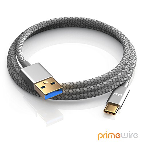 CSL – 0.5m Premium USB C zu USB 3.0 Kabel | Ladekabel / Datenkabel | USB 3.1 GEN 1 | Metallstecker + Nylonmantel | 3-fach geschirmt | bidirektional | grau |fürs MacBook 12″, OnePlus 2, Nexus 5X, Nexus 6P, ChromeBook Pixel, Nokia N1 Tablet und weitere - 3