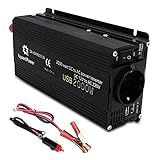 inversor de onda pura ecosolar blue 2000w 12v Inversor realmente potente: invierte una potencia continua de corriente CC de 850 vatios a una corriente CA de 2.000 W de potencia máxima, con una toma de CA.