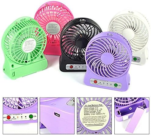USB Mini Desk Fan - USB Rechargeable Multiple Colours (Black)