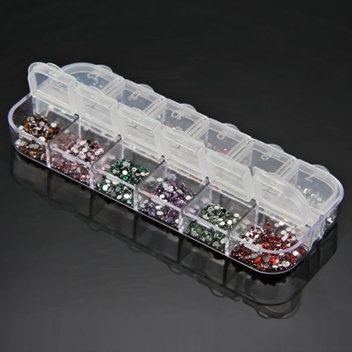 3000 Stück 12 Farben Nagel Art Strassstein Glitter Strass UV Gel Acryl 1,5mm - 2