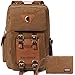 Produktbild Canvas Vintage Rucksäcke, KAUKKO Damen Herren Schulrucksack Retro Stylisch Backpack für Outdoor Reisen Wandern mit Großer Kapazität (Khaki-A1)