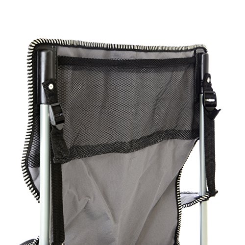 Nexos Campingstuhl Faltstuhl grau schwarz mit Armlehne Getränkehalter Angelstuhl bis 150 kg Tragetasche Polyester Stahlrohr Accessoires-Netz stabil wasserabweisend 90x47x47 cm – Bild 5