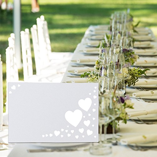 ULTNICE 50 Stück Herz hohlen Name Ort Karten Tischkarten Hochzeit Gast für Hochzeitsfeier - 8