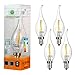 Produktbild 4×GreenSun LED 2W Dimmbar Kerze Glühfaden Kerzenlampe Filament Lampe 2700K Warmweiß E14 Fassung 360°Abstrahlwinkel 220V