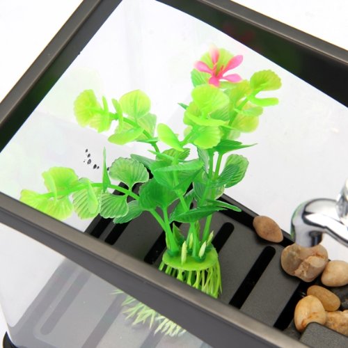 Mini Multi Funci  n Pez Pecera Acuario LED Portal  pices Escritorio Color Negro