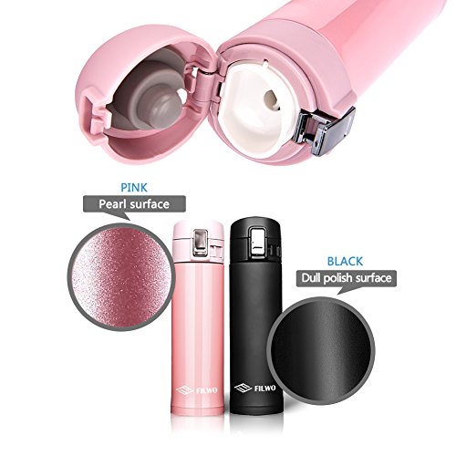 Trinkflasche Wasserflasche FILWO Edelstahl Sportflasche mit Isoliertem Doppelwand Vakuum, Ein-handed Öffnen und Trinken, Kalt 24 Stunden/Heiß 12 Stunden, Ideal für Camping, Radfahren, Fitnessraum, Sport Thermosflasche/Isolierflasche-500ML - 4