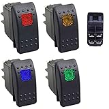 Größe: 50 x 44 x 20 mm Qiorange 12V Wasserdicht Auto KFZ Schalter Wippschalter EIN/Ausschalter LED Beleuchtet 1 Rot+1 Gelb+1 Grün+1 Blau (Set A)
