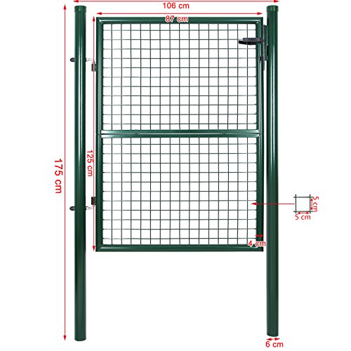 Songmics Gartentür Gartentor Hoftor Zauntür Tor Inkl. Schloss 125 x 106 cm GGD175G - 3