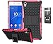 Produktbild Sony Xperia Z5(2015) Hülle mit Panzerglas,TPU+PC Ultra Slim Silikon Tough Rugged Dual-Layer Hardcase with Built-in Kickstand Thin Stand Case,Wasserdicht Shockproof Anti Slip Stoßfest Protection Tasche Schutzhüllen für Sony Xperia Z5(2015) 5.2Zoll-[rosa]+Panzerglas/Schutzfolie/Displayschutzfolie