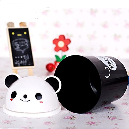 TRIXES niedlicher Panda Mini Schreibtisch Papierkorb Tischmülleimer mit Schwingdeckel - 4