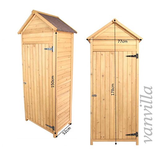 vanvilla Geräteschuppen Holz Satteldach Naturfarben Gerätehaus Gartenschrank - 4