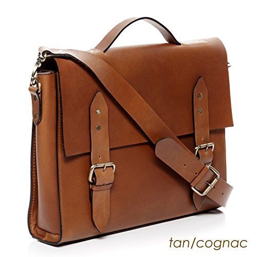 Scotch & Vain Aktentasche BOSTON – Laptoptasche groß fit für 15.4″ mit Extra-Abtrennung- Businesstasche mit Schultergurt festes Material – echt Sattelleder - 5