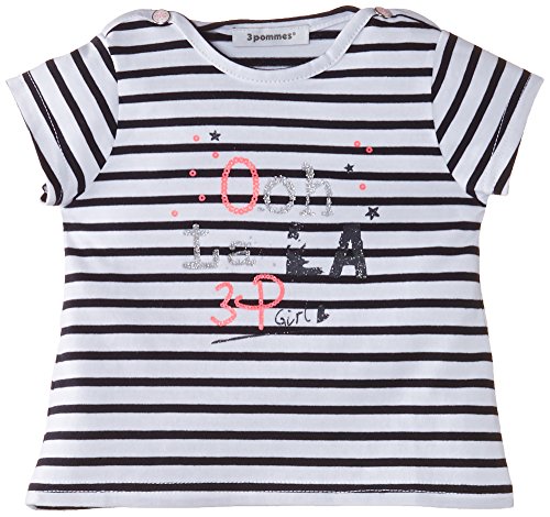 3Pommes Baby-Girls Striped Short Sleeve T-Shirt, Navy Blue, 18-24 months (Manufacturer Size:2 Years)