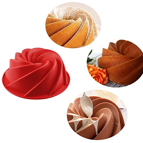 SveBake Silikon Gugelhupf Kuchenform Silikon Gugelhupfform Backform Ø 25 cm, Rot - 4