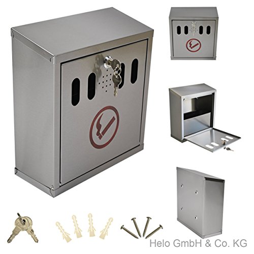 Aschenbecher aussen draußen Edelstahl Wandascher Raucherkasten Wandaschenbecher - 6