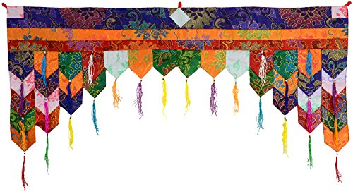 BUDDHAFIGUREN/Billy Held Buddhistischer Türbehang Chukor 99 cm x 40 cm Tibet Brokat Wandbehang - 2