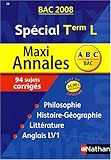 Image de Maxi Annales Spécial Tle L : Sujets corrigés