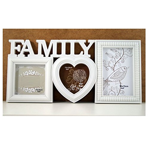 FAMILY Bildergalerie für 3 Bilder mit Herz in 3D Optik Bilderrahmen Weiß P-2149 - 2