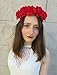 Red Rose Flower Headband Hair Crown Festival Boho Garland Vtg Large Big Lana O29 *EXCLUSIVELY SOLD BY STARCROSSED BEAUTY*