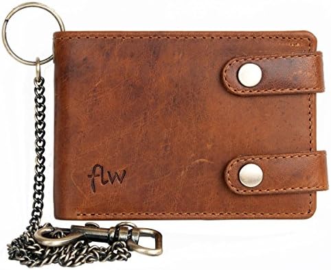 FLWSmall biker's pocket sized leather wallet with a metal chain