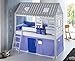 Produktbild Hochbett Tom´s Hütte 2 Kinderbett Spielbett Bett Weiß Stoffset Blau/Delfin