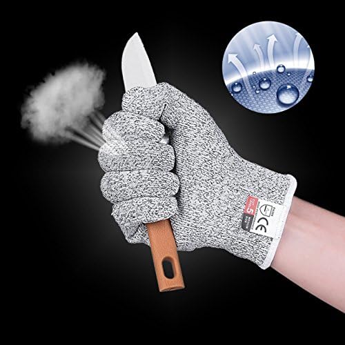 Cut Resistant Gloves,Level 5 Protection with Secure-Grip Microdots, Food Grade Kitchen Glove, Hand Safety Gloves while Cutting, Cooking, doing Yard Work,Meat Cutting and Wood Carving,