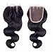 Unprocessed Human Brazilian Body Wave Lace Closure Top Quality Virgin Hair 4*4 Bleached Knots Free/Three/ Middle Part Selected 1b Natural Black (8", Three part)