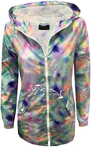 Ladies Showerproof Flutter Rain Mac Cagoule Kagool Kagoul Festival (Rainbow, 10)
