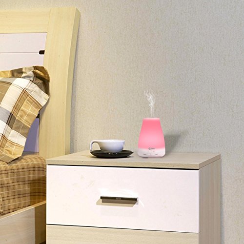 Esky 100ML Ultraschall LED Aroma Luftbefeuchter 100ml Ätherische Aromadüfte Luftbefeuchter Tragbar Ultraschall Kühler Nebel Nebel-Luftbefeuchter 7 Farben LED Licht wechselnd Ätherisches Öl Nebel Diffuser, Duftzerstäuber für Haus, Yoga, Spa, Schlafzimmer, Kinderzimmer H001 - 7
