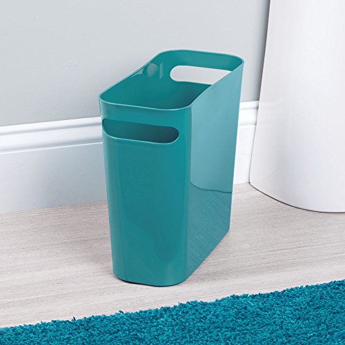 InterDesign 93079EU Una Mülleimer Papierkorb 25,5 cm, Plastik, helltürkis, 27.305 x 12.7 x 25.4 cm - 2