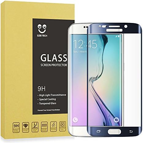 [SZEETECH] Samsung Galaxy S6 Edge High Defintion 3D Curved Tempered Glass Screen Protector-Full Coverage Screen Film,Anti Scratches/Bubble-Free/Fingerprint Free 9H for S6 Edge[Blue]
