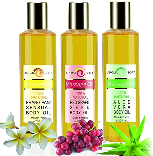 Preisvergleich Produktbild Aromaöl -Massageöle Feuchtigkeits Traubenkernöl Frangipani Öl Aloe Vera Öl 3 X 200 ML