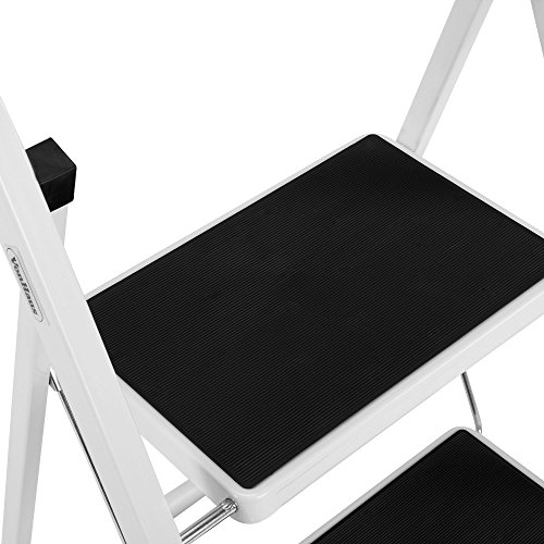 VonHaus Schwerlast Klappbare Transportfähige 2 Stufen Leiter Stehleiter Stahl - 8