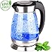 Produktbild TZS First Austria - 1,7L Edelstahl Glaswasserkocher, BPA freier Wasserkocher mit geschmacksneutralen Glas und blauer LED Innen-Beleuchtung, herausnehmbarer Kalk-filter, schwarz, 2200 Watt
