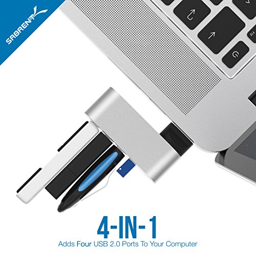 Sabrent USB HUB – Premium 4-Port Mini USB 2.0 Aluminum drehbare Hub [90 ° / 180 ° Grad drehbar] (HB-UMMC) - 3