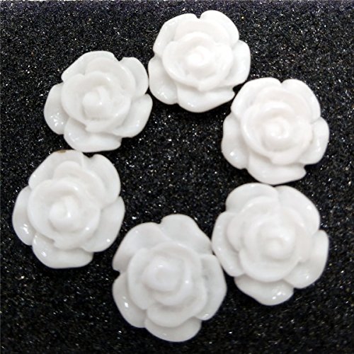Goldenssy 24Pcs/Lot 10mm 3D Resin Flower Rose Nail Art Kit Manicure Nail Sticker Pattern Real For Gel UV Decoration Instead of Acrylic Liquid and Powder - White