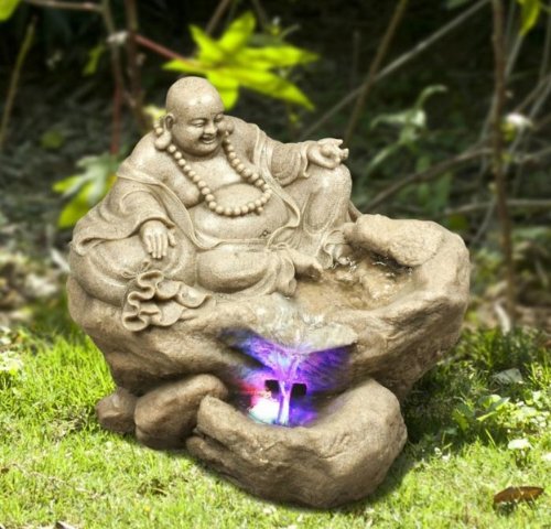 Toller Zimmerbrunnen Buddha mit Led Lampe Raumbelüfter Figur