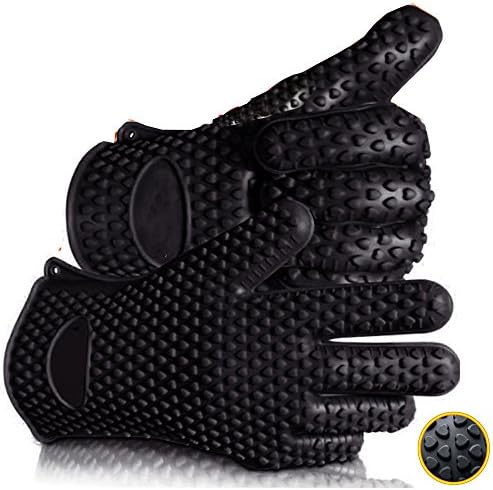 Barbecue Gloves - Silicone Heat Resistant Grilling Accessories & Home Kitchen Tools For Your Indoor & Outdoor Cooking Needs - Use as BBQ Meat Turner or Oven Mitts