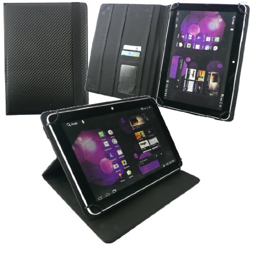 Emartbuy® Packet Mit 5 Kugelschreiber 2 in 1 Eingabestift + Universalbereich Schwarz Carbon PU Leder Multi Winkel Folio Executive Wallet Hülle Schutzhülle Case Cover mit Kartensteckplätze geeignet für Acer Iconia A3-A10 Tablet - 2