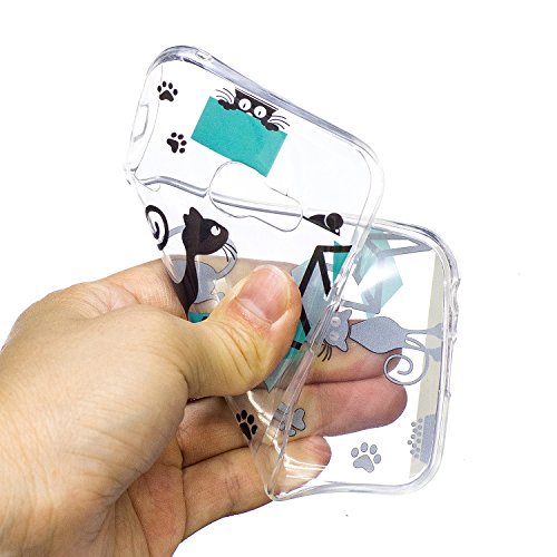 Samsung Galaxy A3 2017 Hülle,MAGQI Transparent Ultra Dünn Gel TPU Bumper Tasche mit Bunter Cartoon Design [Kratzfeste,Scratch-Resistant] [Crystal Clear] Weiche Silikon Gummi Schutzhülle [Frei Stylus Pen] 360 edge protection für Samsung Galaxy A3 2017 – schwarze Katze - 5