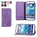 Produktbild COOVY® Cover für Samsung Galaxy S4 GT-i9500 GT-i9505 GT-i9506 Case Wallet Schutz Etui mit Kartenfach, Standfunktion + Schutzfolie - Design Blume | Farbe lila