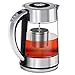 Produktbild CISNO Elektrischer Tee-Kessel mit Temperaturkontrolle, blaue LED Glasteekanne mit Edelstahl-Sieb, 1.7L 2200W kabelloser Kessel mit dem Tee-Infuser steiler