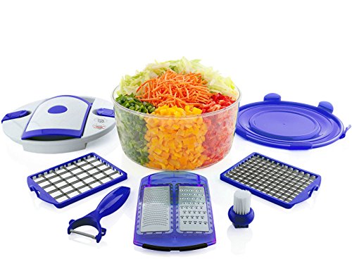 Orignal Genius Salat Chef Set 8-tlg. Gemüseschneider Obstschneider Deckel TV NEU, Farbe:grün - 5