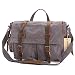 Produktbild WalkingToSky Leder Laptop Schulter Tasche, Vintage Military Canvas Leder Schulter Laptoptaschen Handtasche Schultertasche Aktenkoffer für Männer und Frauen(17 Zoll Grau)