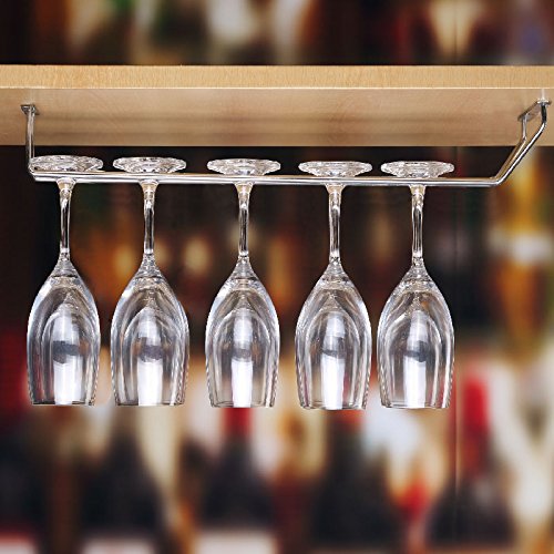 Plantex Wine Glass Rack/Holder Upside Down Glass Hanging Organizer for Pubs/Kitchen/Bars - (Single Line - Large)