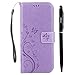 Produktbild Samsung Galaxy S8 Hülle, Galaxy S8 Schutzhülle, Abafia PU Leder Handyhüle Geprägtes Schmetterlings Muster Lederhülle Tasche Wallet Case für Samsung S8 Smartphone ( Lavendel ) + Stylus Stift + Lanyard