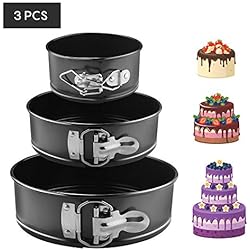 EKKONG Moule à Gàteau Rond à Charnière Réglable 3 Étages Acier Inoxydable Lot de 3(4" 7" 9") (3 pièces)